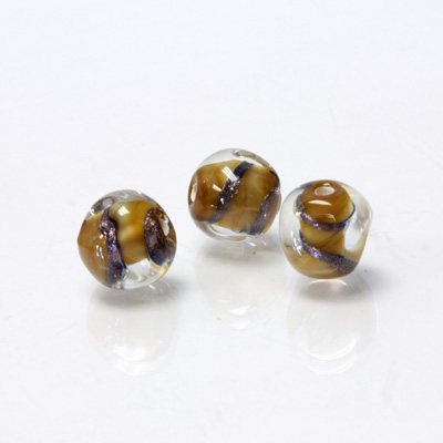 Czech Glass Lampwork Bead - Irregular 10MM PATTERN with BROWN MOONSTONE