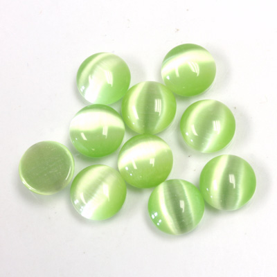 Fiber-Optic Cabochon - Round 08MM CAT'S EYE LT GREEN