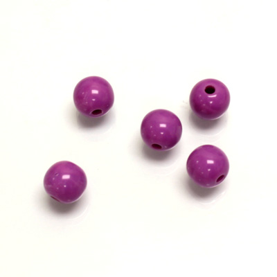Plastic Bead - Opaque Color Smooth Round 08MM BRIGHT PURPLE