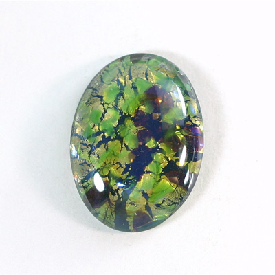 Glass Medium Dome Lampwork Cabochon - Oval 30x22MM COLOR OPAL LIGHT GREEN (0625)