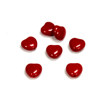 Czech Pressed Glass Bead - Smooth Heart 08x8MM RED
