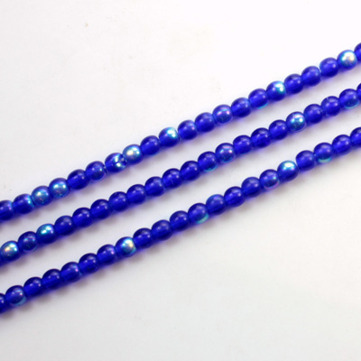 Czech Pressed Glass Bead - Smooth Round 03MM COBALT AB