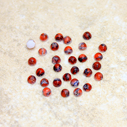 Glass Medium Dome Lampwork Cabochon - Round 03MM CORAL MATRIX (03298)