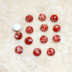 Glass Medium Dome Lampwork Cabochon - Round 05MM CORAL MATRIX (03298)