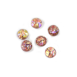Glass Medium Dome Lampwork Cabochon - Round 07MM COLOR OPAL LT RED (0617)
