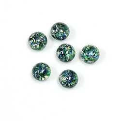 Glass Medium Dome Lampwork Cabochon - Round 07MM MOSS OPAL (02209)