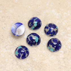 Glass Medium Dome Lampwork Cabochon - Round 09MM DARK BLUE MATRIX (01224)