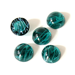 Glass Medium Dome Lampwork Cabochon - Round 11MM FLAWED EMERALD