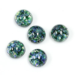 Glass Medium Dome Lampwork Cabochon - Round 11MM MOSS OPAL (02209)