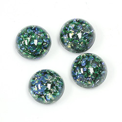 Glass Medium Dome Lampwork Cabochon - Round 13MM MOSS OPAL (02209