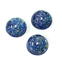 Glass Medium Dome Lampwork Cabochon - Round 15MM BLUE OPAL (04531)