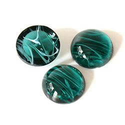 Glass Medium Dome Lampwork Cabochon - Round 15MM FLAWED EMERALD
