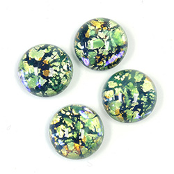 Glass Medium Dome Lampwork Cabochon - Round 15MM COLOR OPAL LIGHT GREEN (0625)