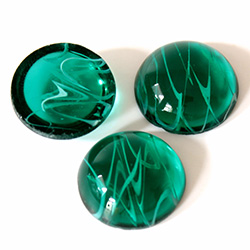 Glass Medium Dome Lampwork Cabochon - Round 18MM FLAWED EMERALD