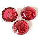 Glass Medium Dome Lampwork Cabochon - Round 18MM FLAWED RUBY