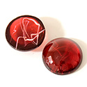 Glass Medium Dome Lampwork Cabochon - Round 20MM FLAWED RUBY