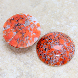 Glass Medium Dome Lampwork Cabochon - Round 21MM CORAL MATRIX (03298)