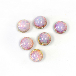 Glass Medium Dome Lampwork Cabochon - Round 08.5MM 40SS FIRE OPAL (01003)