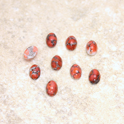 Glass Medium Dome Lampwork Cabochon - Oval 06x4MM CORAL MATRIX (03298)