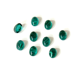 Glass Medium Dome Lampwork Cabochon - Oval 06x4MM FLAWED EMERALD