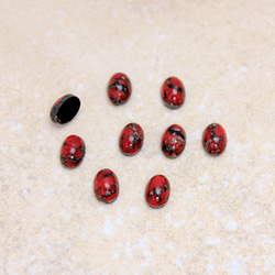 Glass Medium Dome Lampwork Cabochon - Oval 06x4MM RED MATRIX (03270)