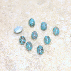 Glass Medium Dome Lampwork Cabochon - Oval 06x4MM TURQUOISE MATRIX (03191)