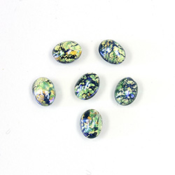 Glass Medium Dome Lampwork Cabochon - Oval 08x6MM COLOR OPAL LIGHT GREEN (0625)