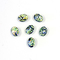 Glass Medium Dome Lampwork Cabochon - Oval 08x6MM COLOR OPAL LIGHT GREEN (0625)