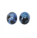 Glass Medium Dome Lampwork Cabochon - Oval 10x8MM MIXED BLUE AGATE (04381)