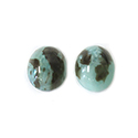 Glass Medium Dome Lampwork Cabochon - Oval 10x8MM MIXED GREEN AGATE (04382)