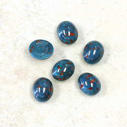 Glass Medium Dome Lampwork Cabochon - Oval 10x08MM BLOODSTONE MATRIX  (00418)