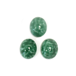 Glass Medium Dome Lampwork Cabochon - Oval 10x8MM MOTTLED JADE (01228)