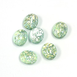 Glass Medium Dome Lampwork Cabochon - Oval 10x8MM MINT OPAL (02201)