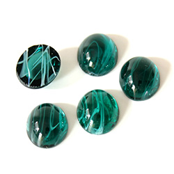 Glass Medium Dome Lampwork Cabochon - Oval 12x10MM FLAWED EMERALD