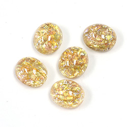 Glass Medium Dome Lampwork Cabochon - Oval 12x10MM PEACH OPAL (02202)