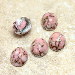 Glass Medium Dome Lampwork Cabochon - Oval 12x10MM ROSE MATRIX (03989)