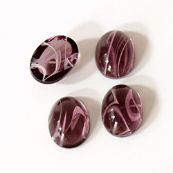 Glass Medium Dome Lampwork Cabochon - Oval 14x10MM FLAWED AMETHYST