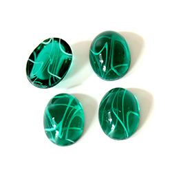 Glass Medium Dome Lampwork Cabochon - Oval 14x10MM FLAWED EMERALD