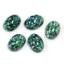 Glass Medium Dome Lampwork Cabochon - Oval 14x10MM MOSS OPAL (02209)