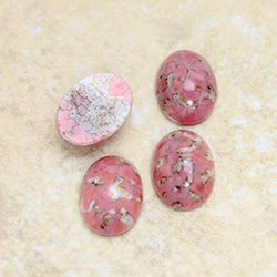 Glass Medium Dome Lampwork Cabochon - Oval 14x10MM ROSE MATRIX (03989)