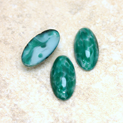 Glass Medium Dome Lampwork Cabochon - Oval 18x9MM CHINESE JADE (00568)