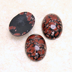 Glass Medium Dome Lampwork Cabochon - Oval 18x13MM BROWN MATRIX with AVENTURINE (03876)