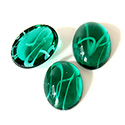 Glass Medium Dome Lampwork Cabochon - Oval 18x13MM FLAWED EMERALD