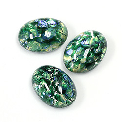 Glass Medium Dome Lampwork Cabochon - Oval 18x13MM MOSS OPAL (02209)