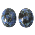 Glass Medium Dome Lampwork Cabochon - Oval 25x18MM MIXED BLUE AGATE (04381)