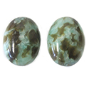 Glass Medium Dome Lampwork Cabochon - Oval 25x18MM MIXED GREEN AGATE (04382)