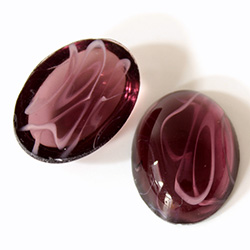 Glass Medium Dome Lampwork Cabochon - Oval 25x18MM FLAWED AMETHYST