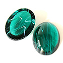 Glass Medium Dome Lampwork Cabochon - Oval 25x18MM FLAWED EMERALD