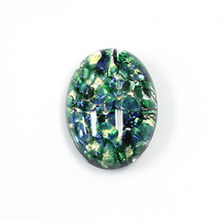 Glass Medium Dome Lampwork Cabochon - Oval 25x18MM MOSS OPAL (02209)