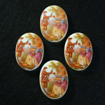 German Plastic Porcelain Decal Painting - Rococo (Scene 2) Oval 25x18MM ON CHALKWHITE BASE